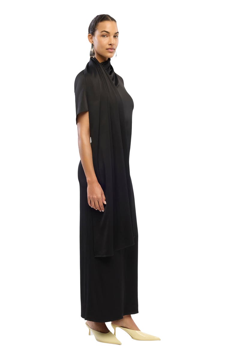 Another Tomorrow Scarf Dress, Alternate, color, Black