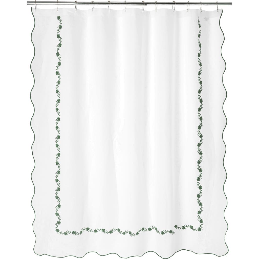Matouk Daphne Linen Shower Curtain In Palm