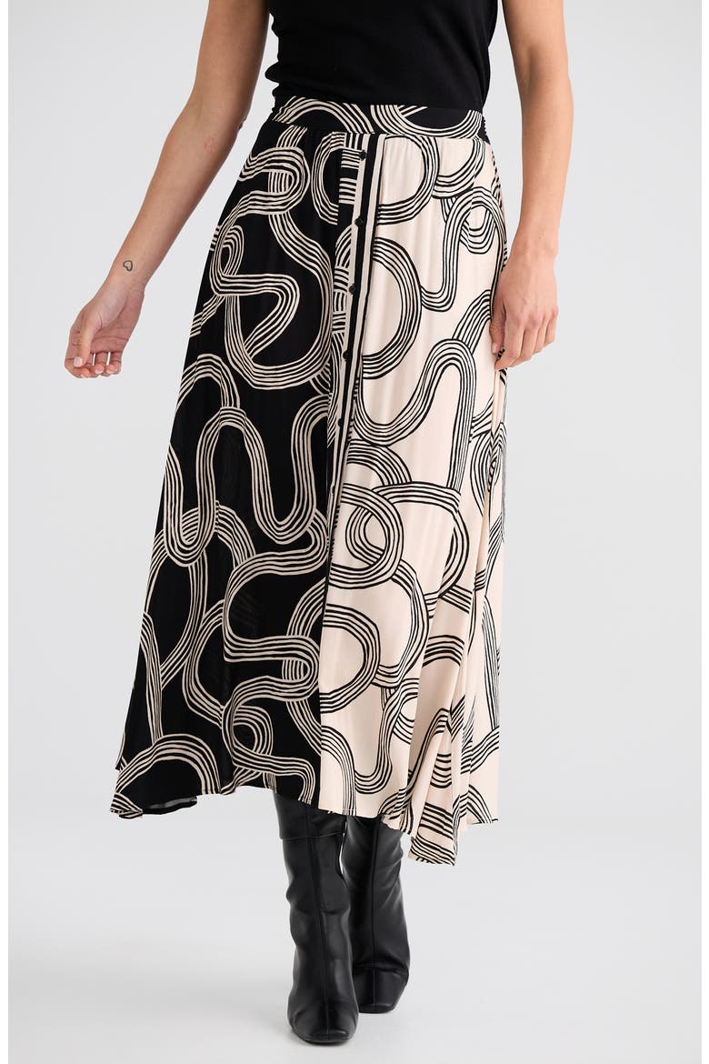 Lucy Two-Tone Print Skirt, Main, color, INK LINES MULTI