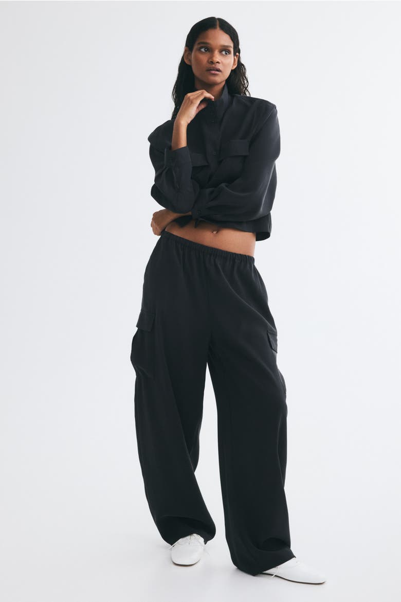Viscose-blend Pull-on Pants, Alternate, color, Dark gray