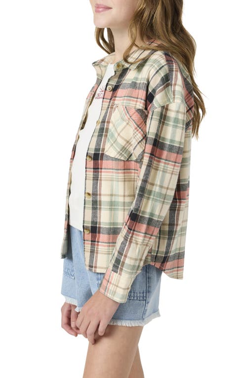 O'neill Kids' Leslye Cotton Flannel Button-up Shirt In Brown