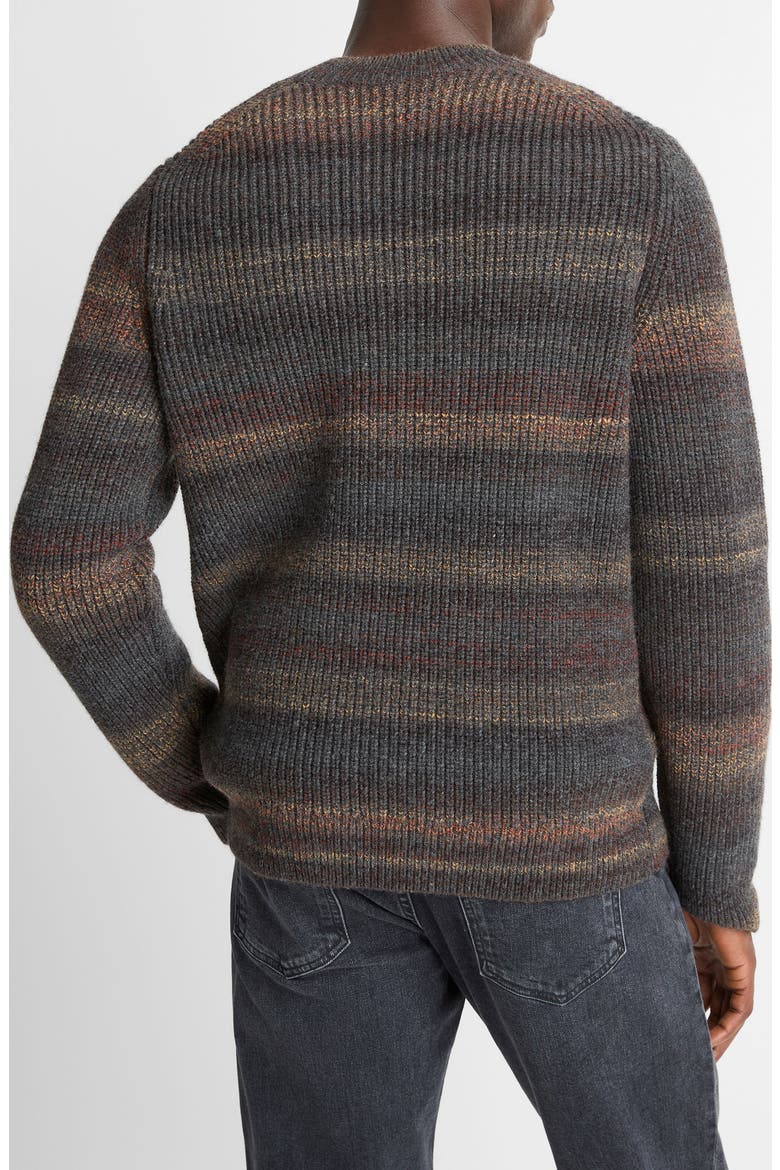 Stripe Space Dye Wool Blend Crewneck Sweater, Alternate, color, HEATHER BLACK COMBO