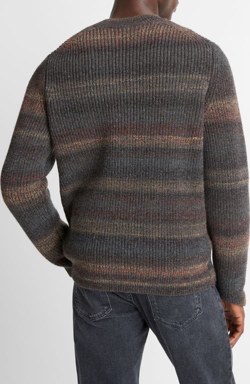 Vince Stripe Space Dye Wool Blend Crewneck Sweater In Gray
