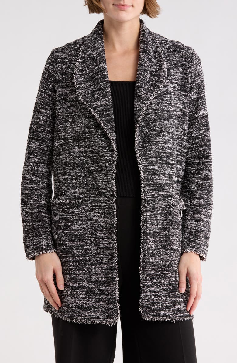 MAX STUDIO Tweed Longline Jacket, Main, color, Black/ Ivory
