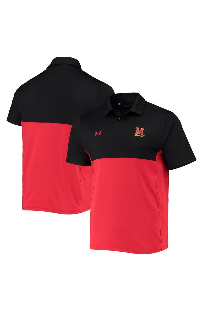 Under Armour Men's Under Armour Black/Red Maryland Terrapins 2022 Blocked Coaches Performance Polo, Main, color, 