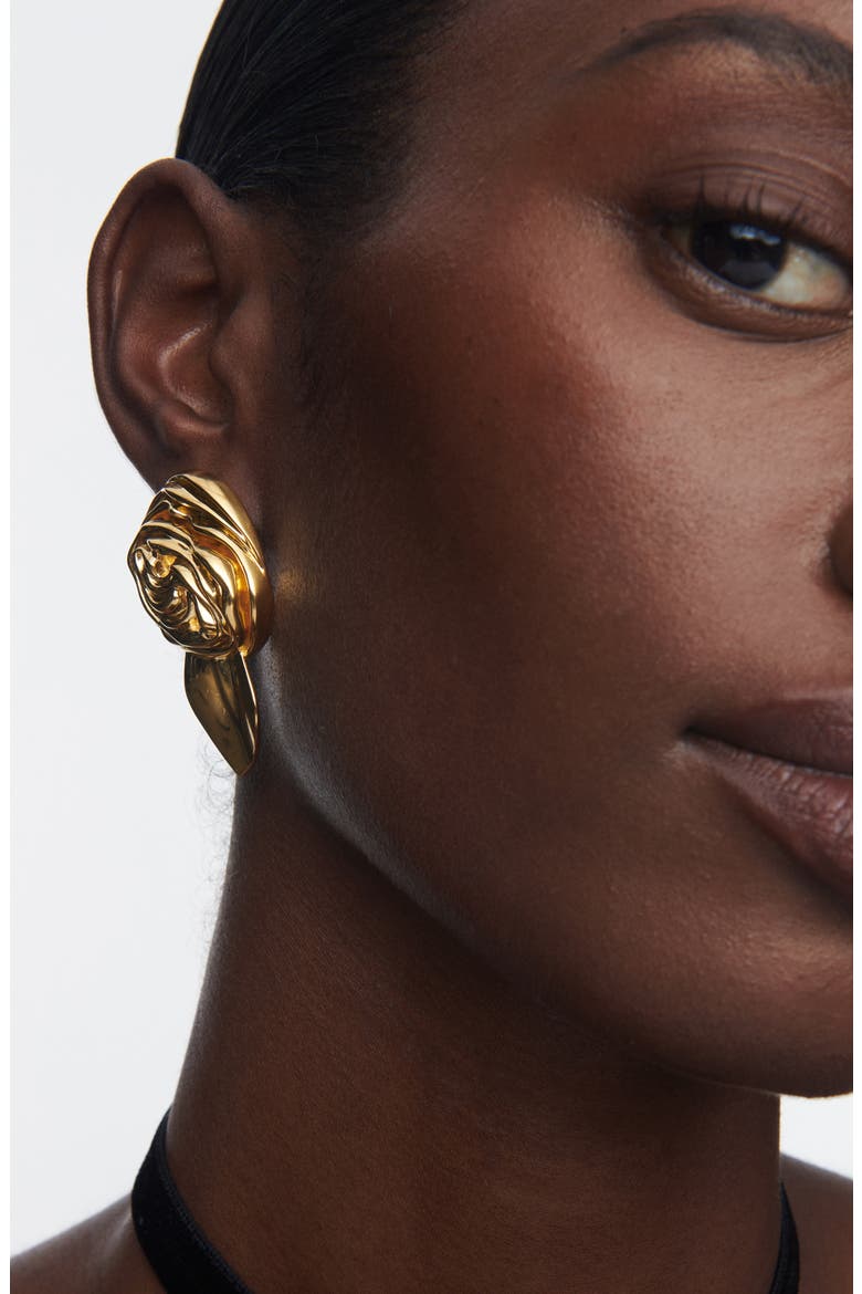 Rosette Stud Earrings, Alternate, color, GOLD