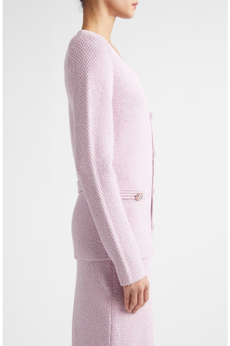 Metallic Mouliné Cotton & Silk Blend Cardigan, Alternate, color, PEONY METALLIC MULTI