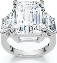 Bliss Diamond Certified 12Ct Emerald Cut Three Stone Diamond Engagement Ring Lab Grown