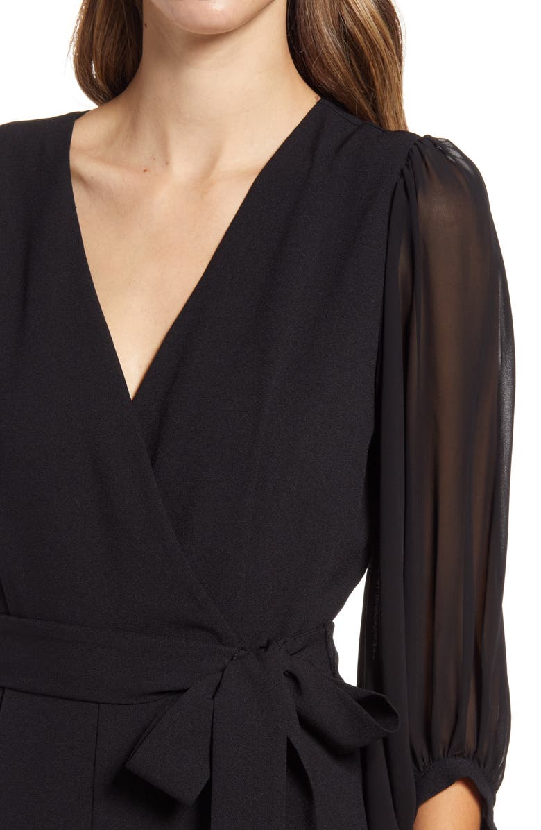 Donna Ricco Long Sleeve Wrap Jumpsuit, Alternate, color,