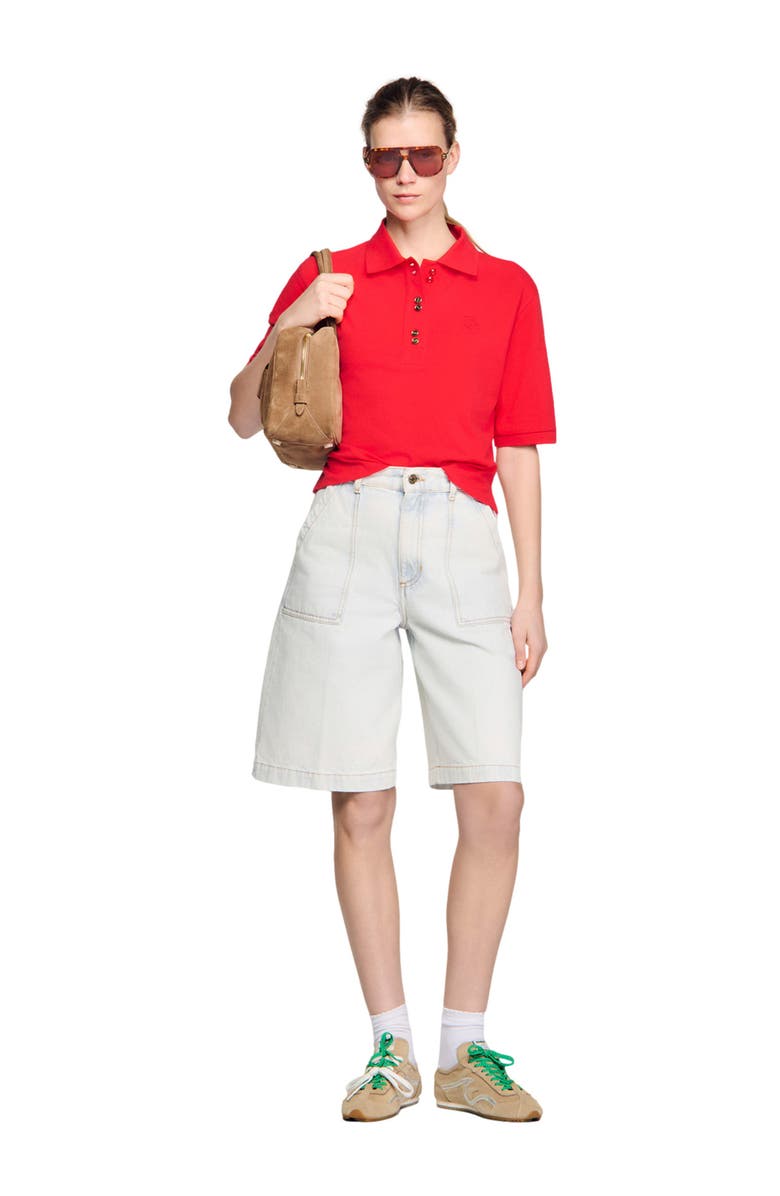 SANDRO Polo shirt with decorative buttons, Alternate, color, Red