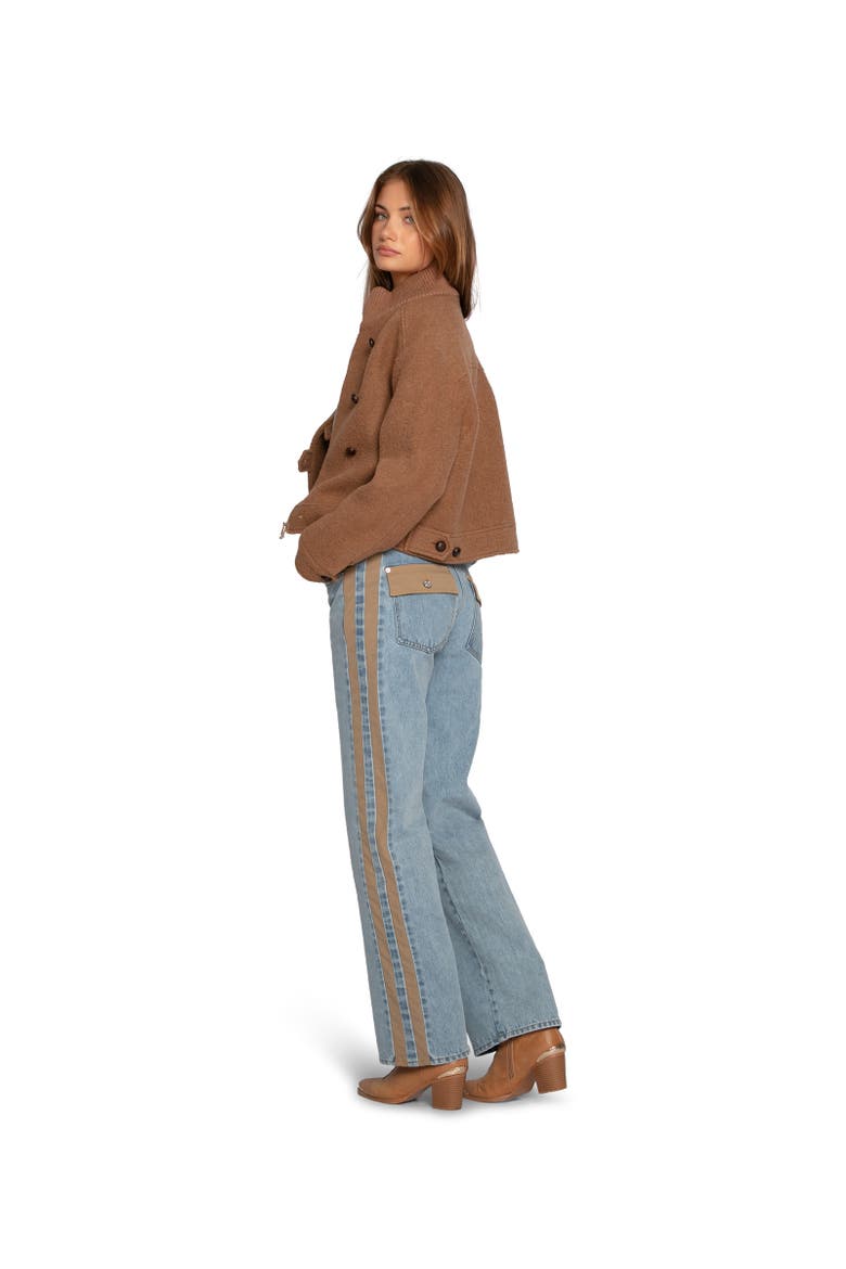 Rebel Mid Rise Side Stripe Denim Jeans, Alternate, color, Blue
