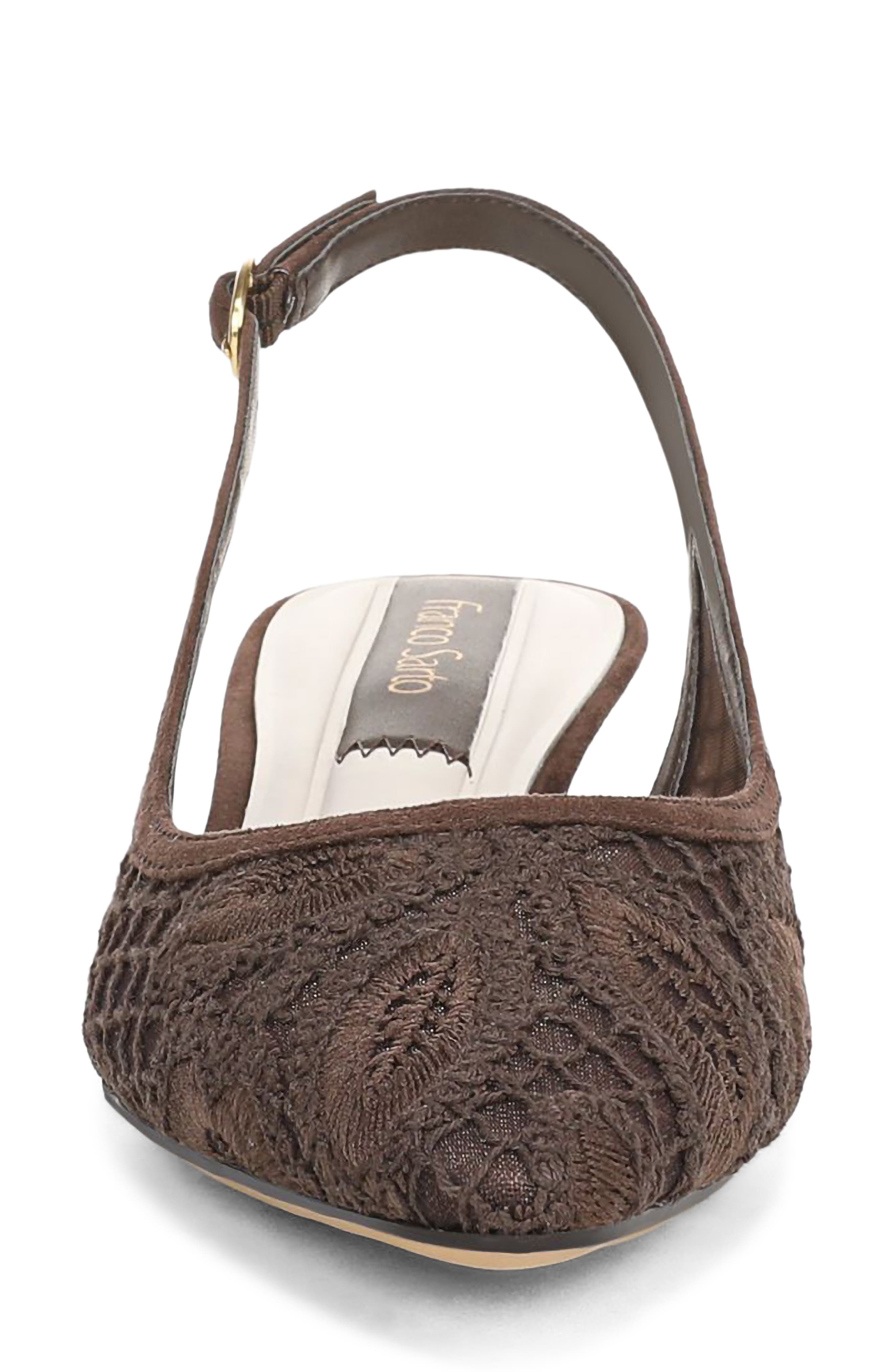 Franco Sarto Pura Slingback Pointed Toe Kitten Heel Pump, Alternate, color, Brown