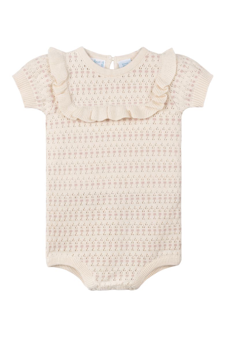 Floral Jacquard Pointelle Knit Cotton Bodysuit, Main, color, ECRU/ MAUVE