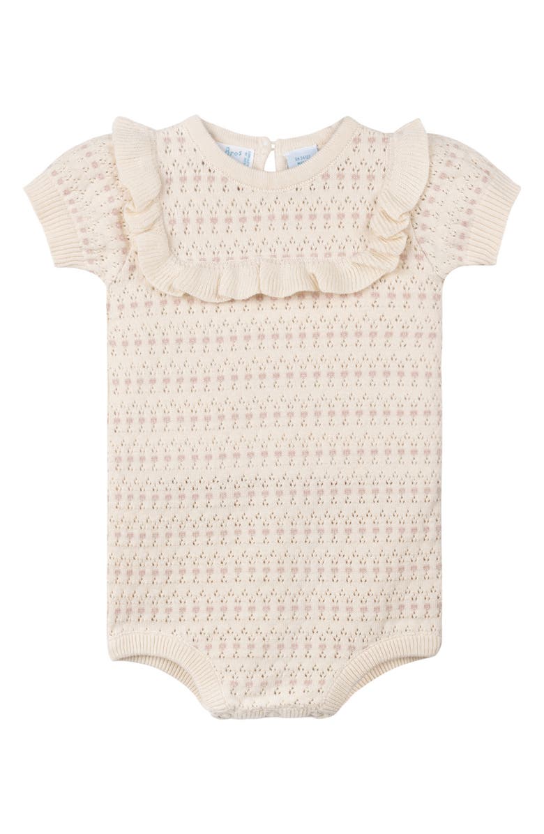 Feltman Brothers Floral Jacquard Pointelle Knit Cotton Bodysuit, Main, color, Ecru/ Mauve