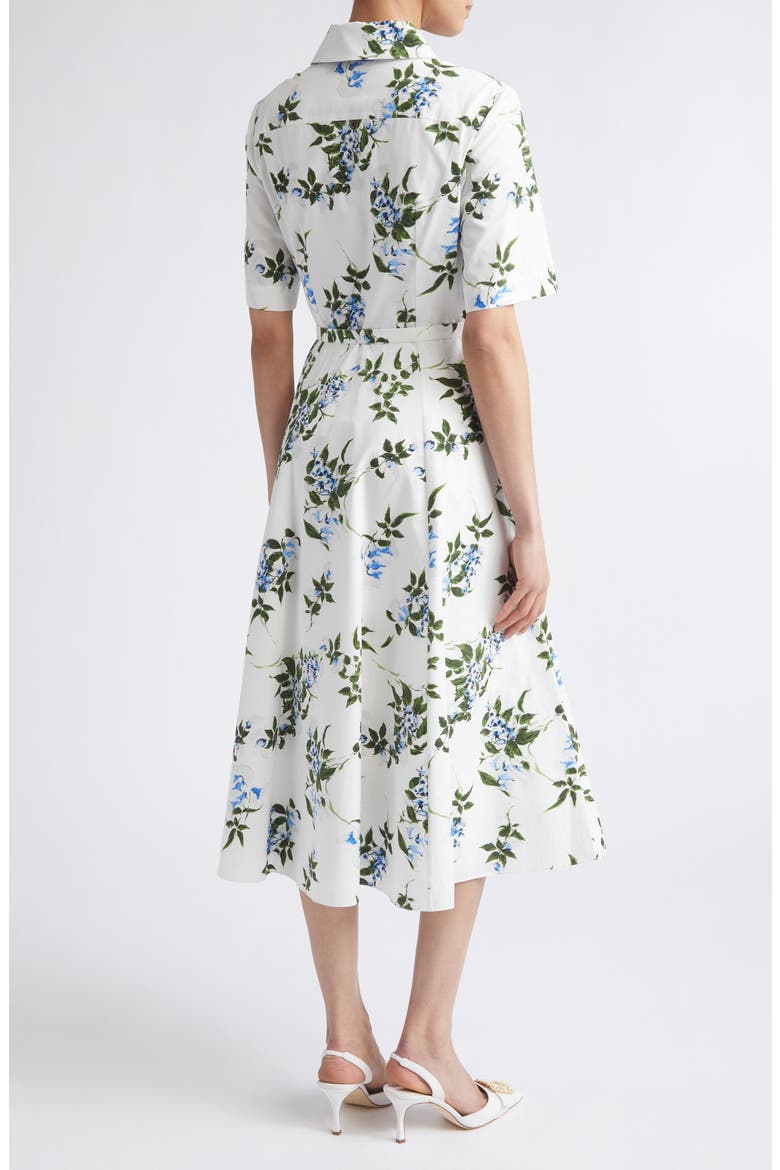 Rubie Floral Cotton Midi Shirtdress, Alternate, color, WHITE-LILAC LILLIES/ CHERRY