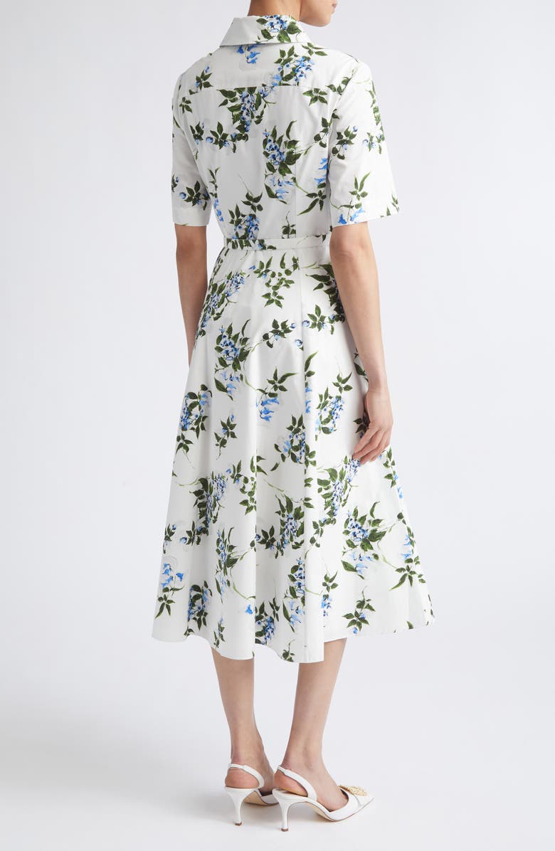 Emilia Wickstead Rubie Floral Cotton Midi Shirtdress, Alternate, color, White-Lilac Lillies/ Cherry