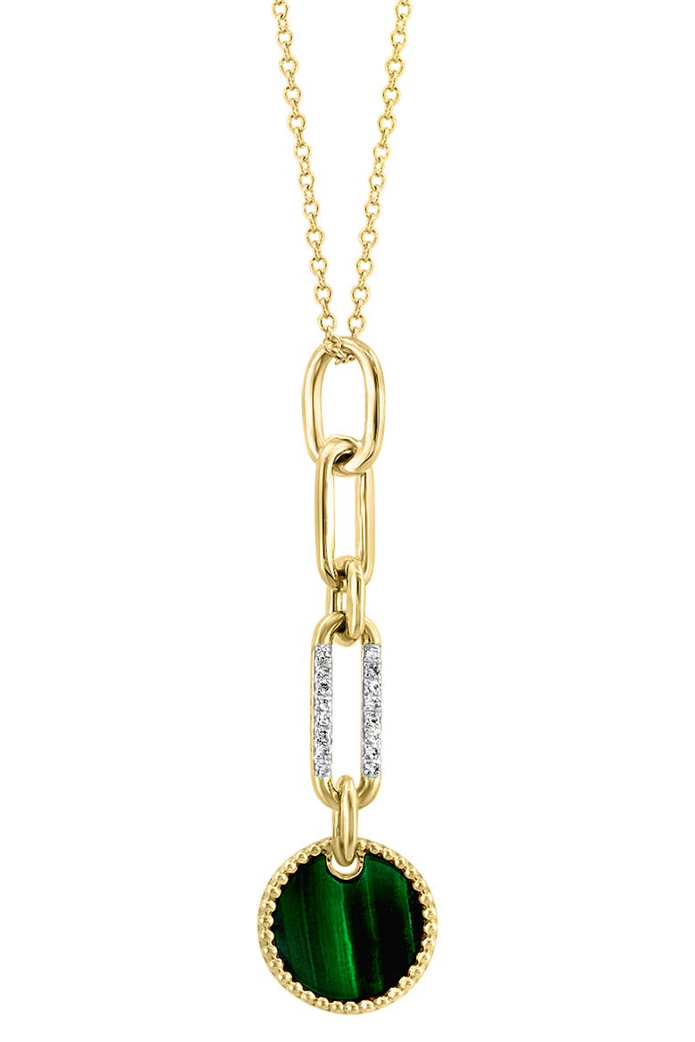 14K Yellow Gold Diamond & Malachite Disc Y-Necklace, Alternate, color, GREEN