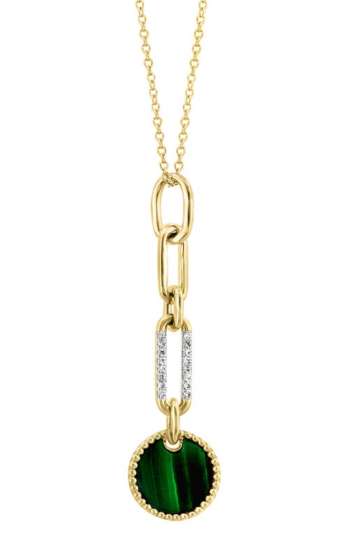Effy 14k Yellow Gold Diamond & Malachite Disc Y-necklace In Green