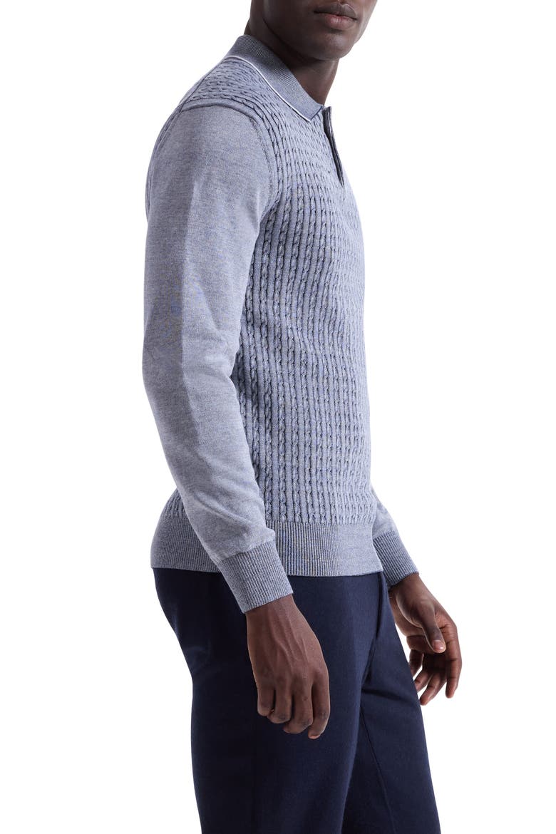 Cable Stitch Cotton Blend Polo Sweater, Alternate, color, NAVY