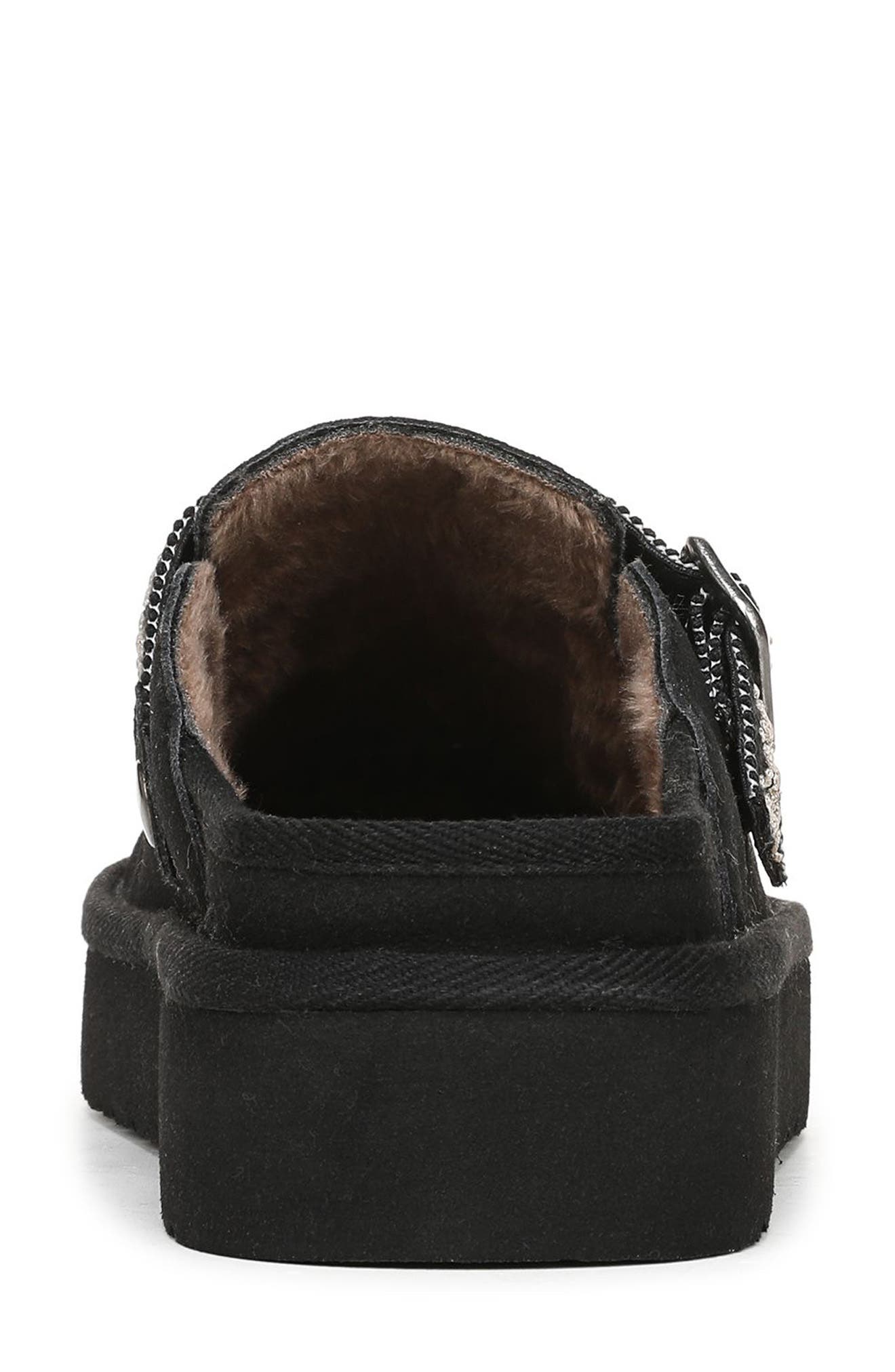 Blowfish Malibu Monday Faux Shearling Lined Clog Slipper, Alternate, color, Black Faux Suede