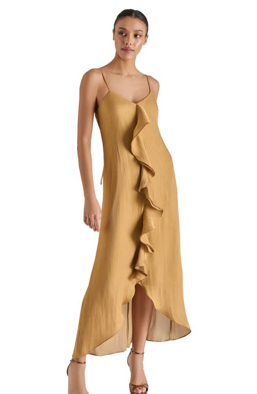 Steve Madden Elana Ruffle Crinkle Maxi Slipdress In Neutral