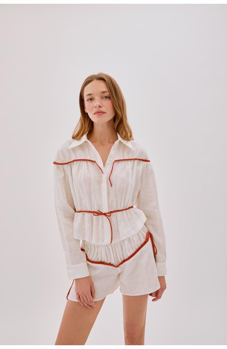 Labeca London Colette Linen Tie Shorts, Alternate, color, Ecru