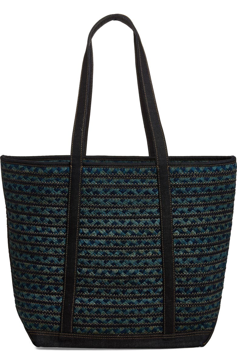 Double RL Banks Braided Cotton Beach Tote, Alternate, color, Navy Multi