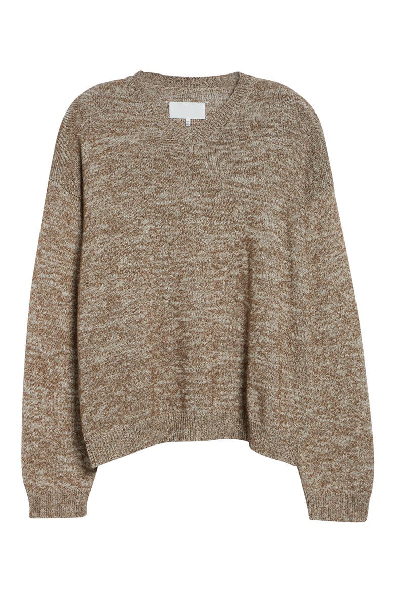 V-Neck Sweater, Alternate, color, LIGHT BROWN/ BEIGE