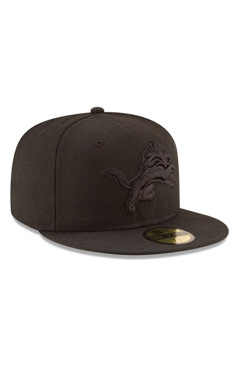 New Era Men's New Era Detroit Lions Black on Black 59FIFTY Fitted Hat, Alternate, color, Black