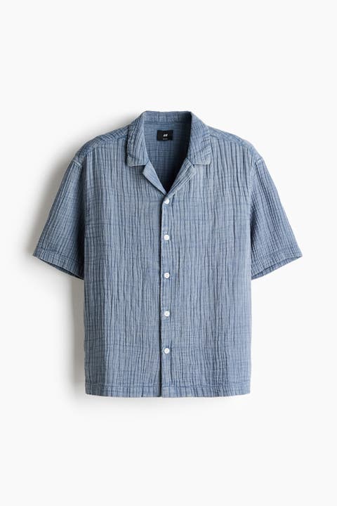 Relaxed Fit Short-sleeved Muslin Shirt