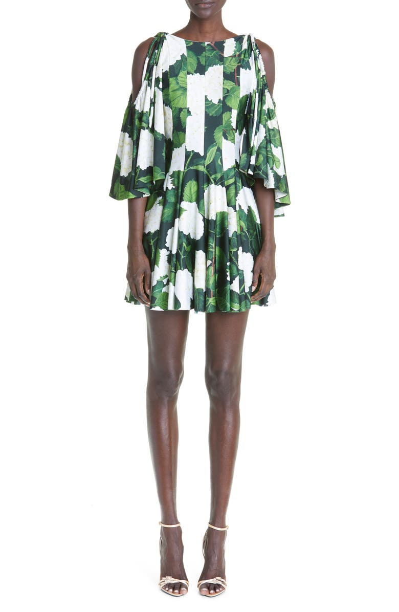 Oscar de la Renta Hydrangea Cold Shoulder Jersey Dress, Main, color,
