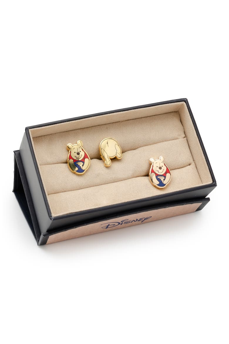 Winnie the Pooh Cuff Links & Lapel Pin Set, Alternate, color, GOLD