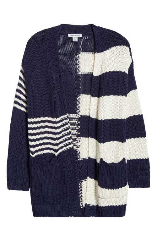 Tommy Bahama Boardwalk Stripe Cotton Open Front Cardigan In Blue