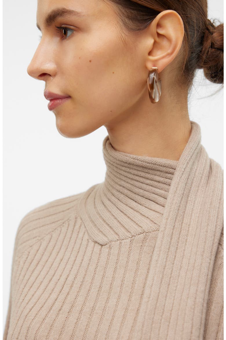 Zoey Rib Scarf Sweater, Alternate, color, SILVER MINKDETAILW MELANGE