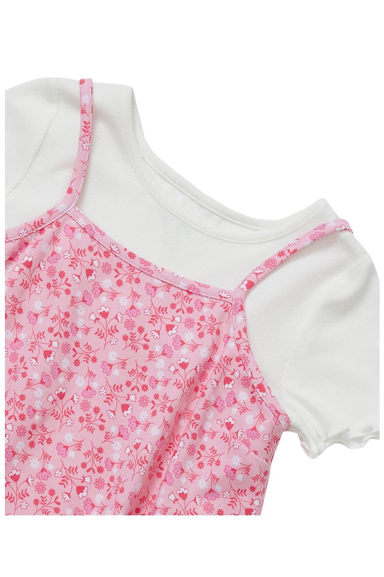 Girls Slip Dress With Ribbed Knit Tee Set, Alternate, color, Floral/Orchid Pink