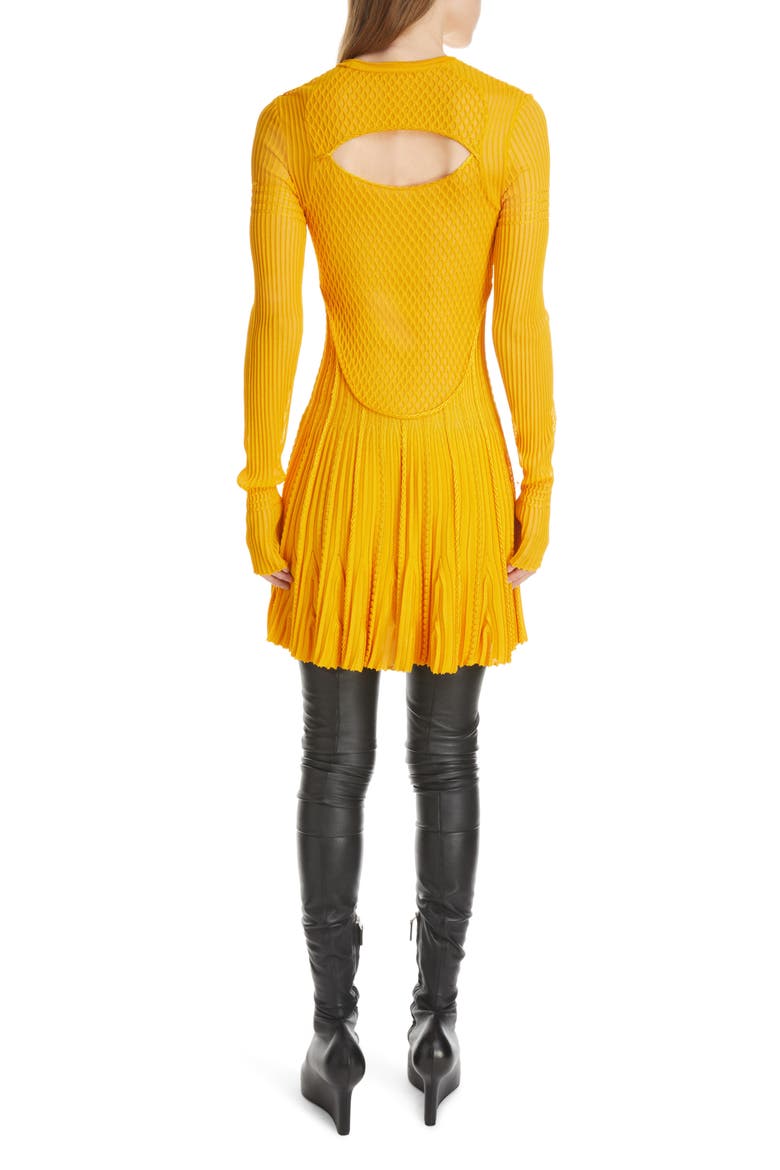 Textured Long Sleeve Knit Minidress, Alternate, color, GOLDEN YELLOW