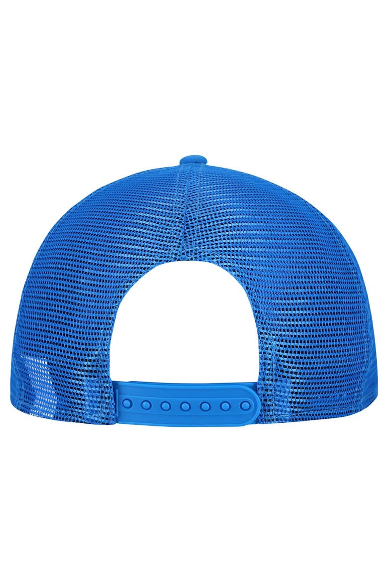 Men's New Era  Gray/Blue Detroit Lions Cork Split Panel 9FIFTY Trucker Snapback Hat, Alternate, color, Gray