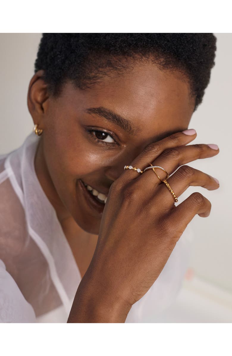 Monica Vinader Riva Kiss 18K Gold Vermeil Pavé Diamond Crossover Ring, Alternate, color, 18Ct Gold Vermeil On Sterling