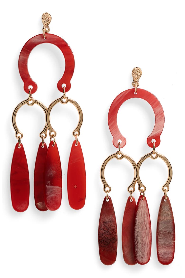 Dangle Earrings, Main, color, GOLD/ RED
