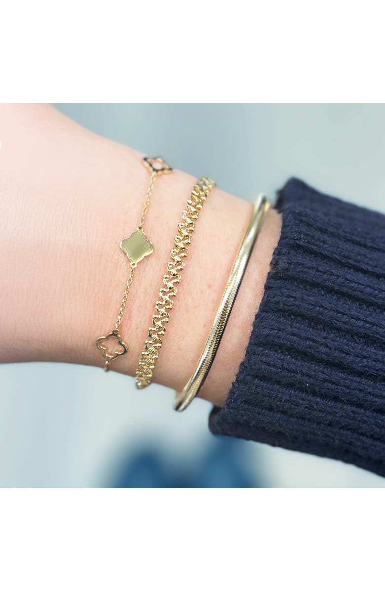 The Lovery Fine Jewelry Mini Gold Alternating Open Clover Bracelet, Alternate, color, Gold