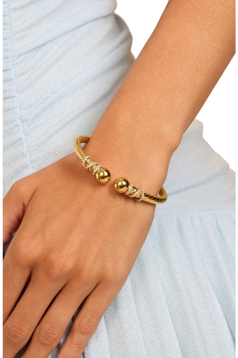 Dolce Sole Twisted Pavé Rope Bangle, Alternate, color, GOLD
