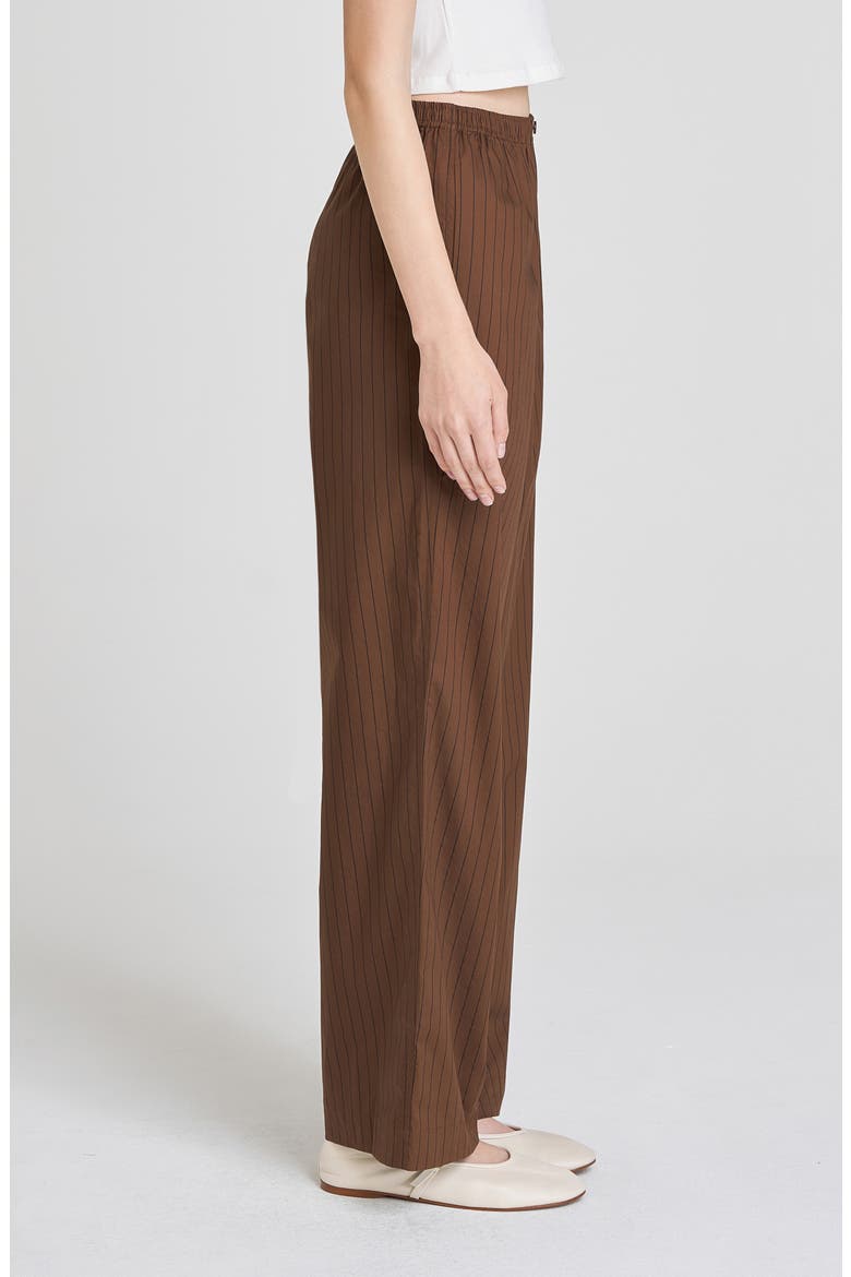 Billie Stripe Pull-On Cotton Pants, Alternate, color, BROWN-BLACK STRIPE