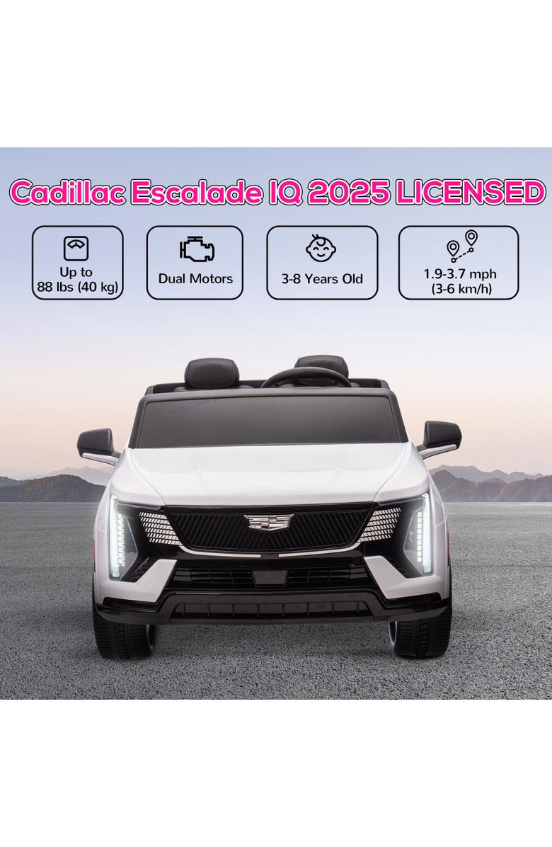 Qaba 2-Seat Licensed Cadillac Escalade Kids Electric Truck, 12V, Remote, 4 Spring Suspension Wheels, Lights, Horn, Alternate, color, White