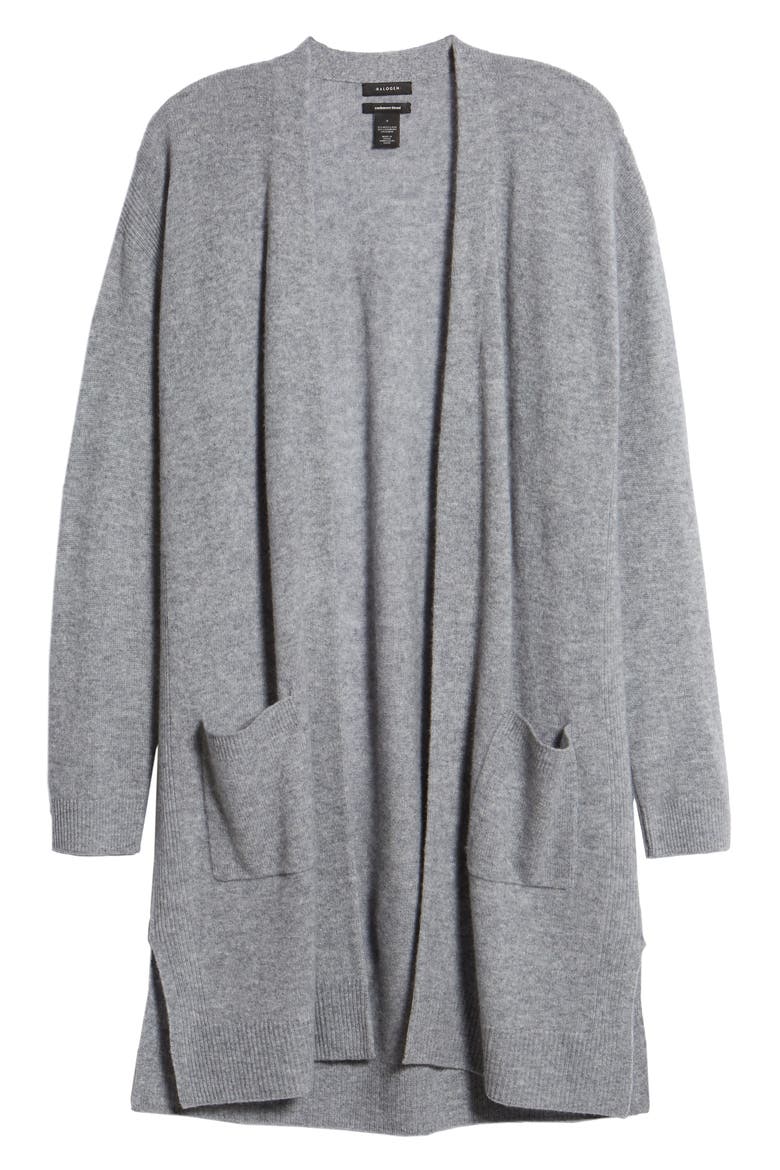 Rib Knit Wool & Cashmere Cardigan, Alternate, color, GREY HEATHER
