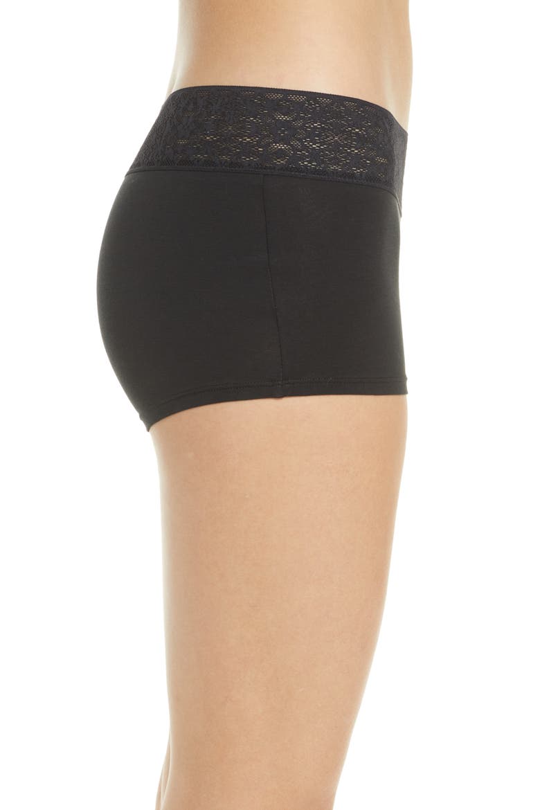 Cool Cotton Lace Boyshorts, Alternate, color, BLACK