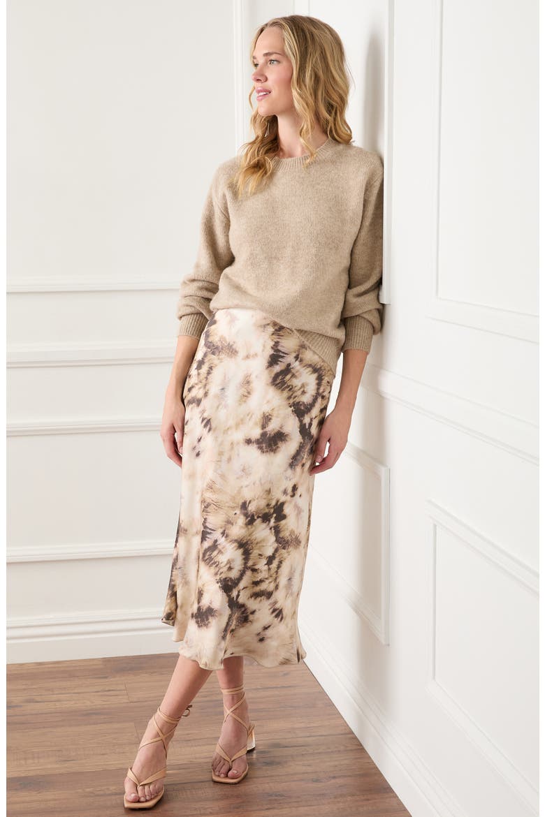 Bias Cut Tie Dye Midi Skirt, Alternate, color, PRINT