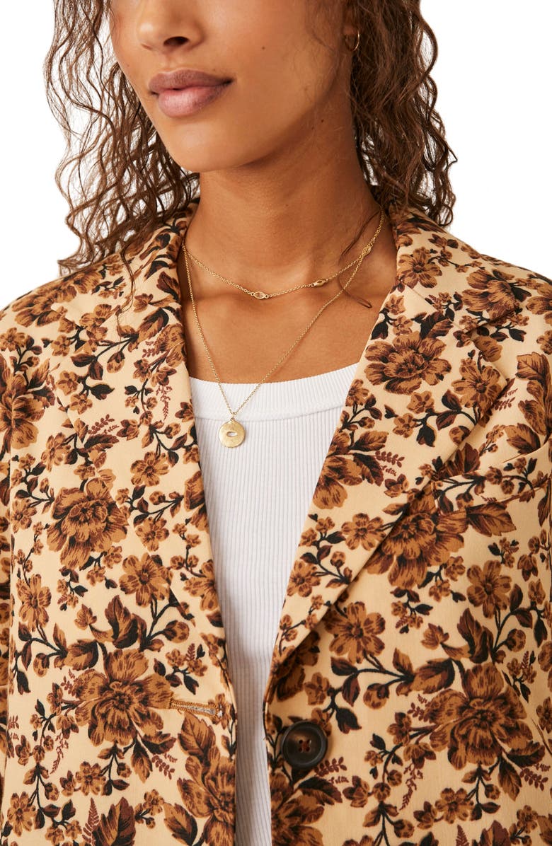 Free People Cali Floral Print Boxy Single Breasted Blazer, Alternate, color,