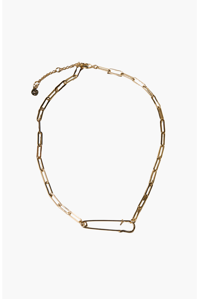 Safety Pin Necklace, Main, color, Gold