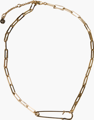 Nickel & Suede Safety Pin Necklace