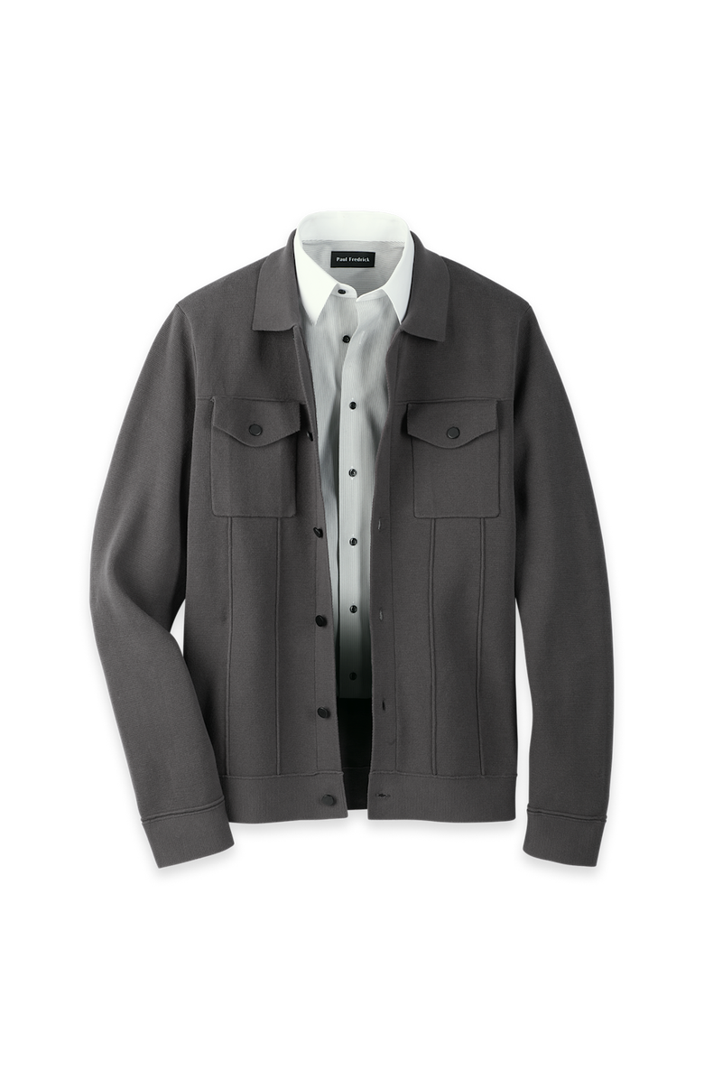 Paul Fredrick Cotton Patch Pocket Shacket, Main, color, Dark Grey